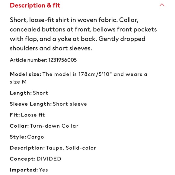 H&M Cargo Shirt | Size: MEDIUM | color: Taupe - Picture 8 of 8